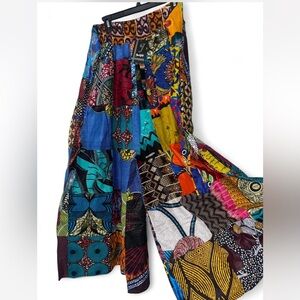 Jackpot Boho Patchwork Wide Leg Bottoms Multi-colored Medium